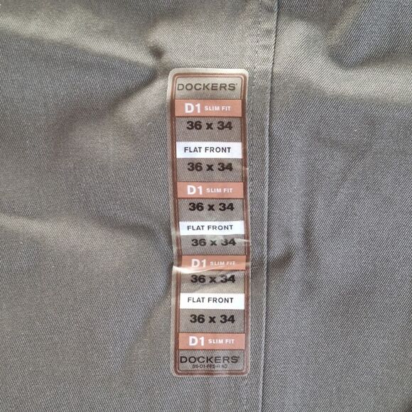 NWT Dockers Signature Khaki D1 Slim Fit Flat Front Dress Pants 36 x 34 Dark Gray - Picture 13 of 14